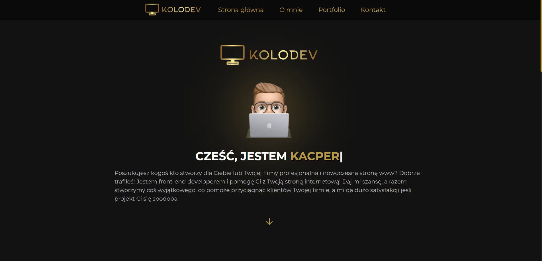Zdjęcie przedstawiające fragment mojej strony internetowej - mojego portfolio